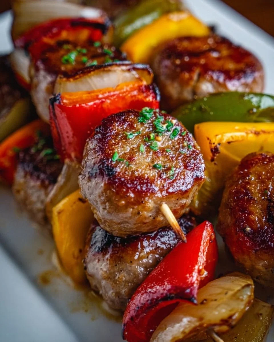 Easy Summer Grilled Sausage and Pepper Skewers