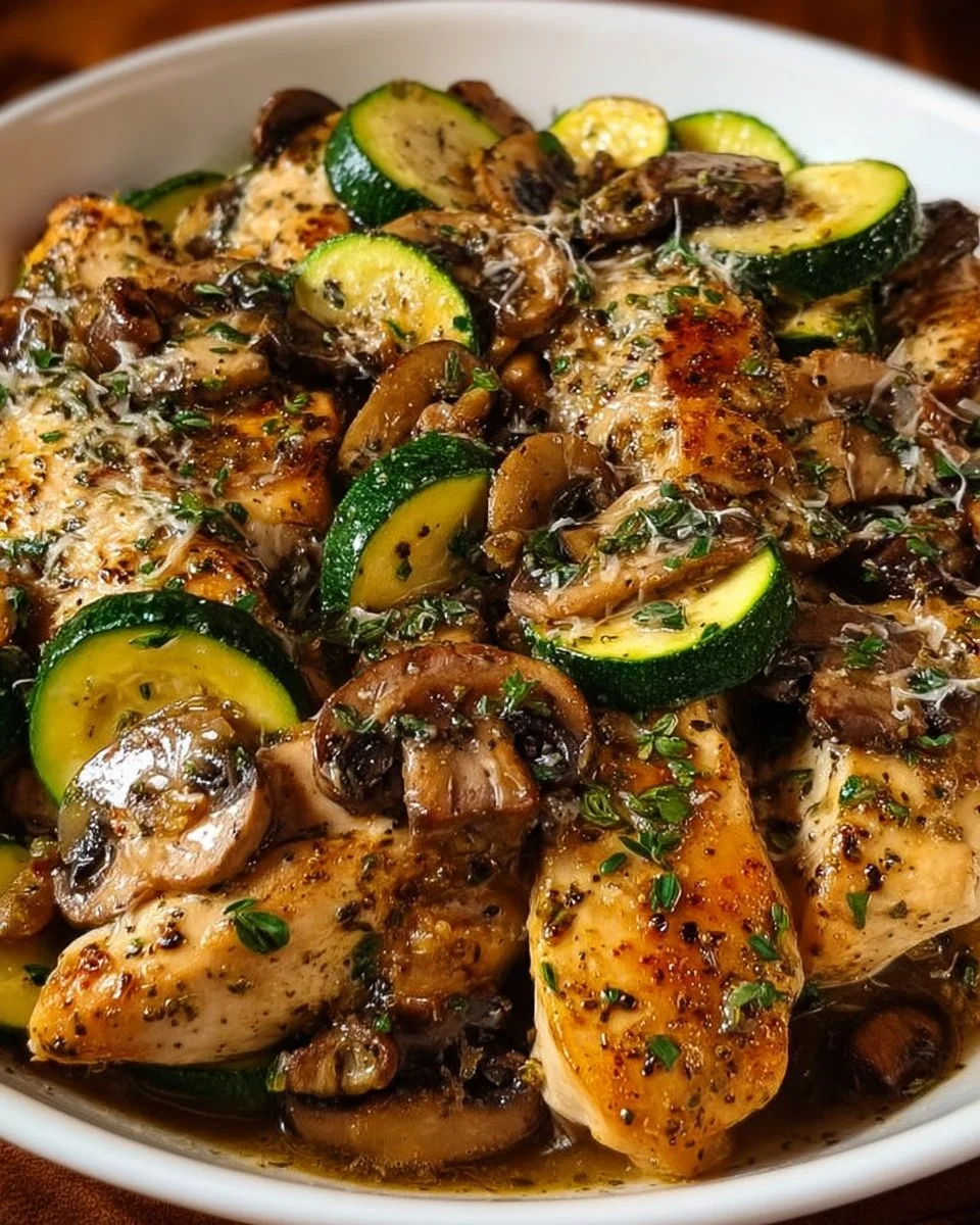 Italian Chicken, Mushrooms and Zucchini Skillet
