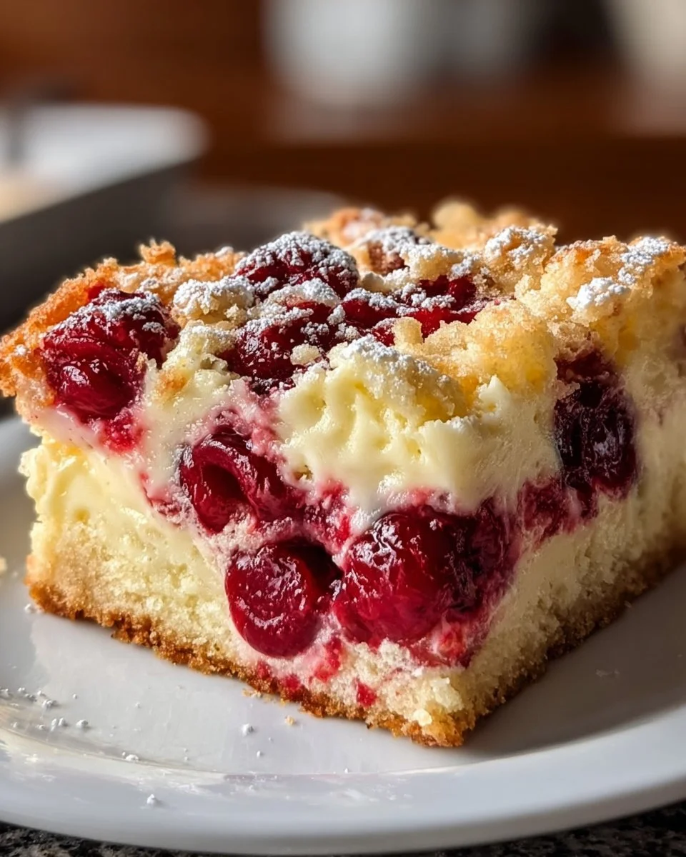 Lemon Cherry Cream Cheese Dump Cake