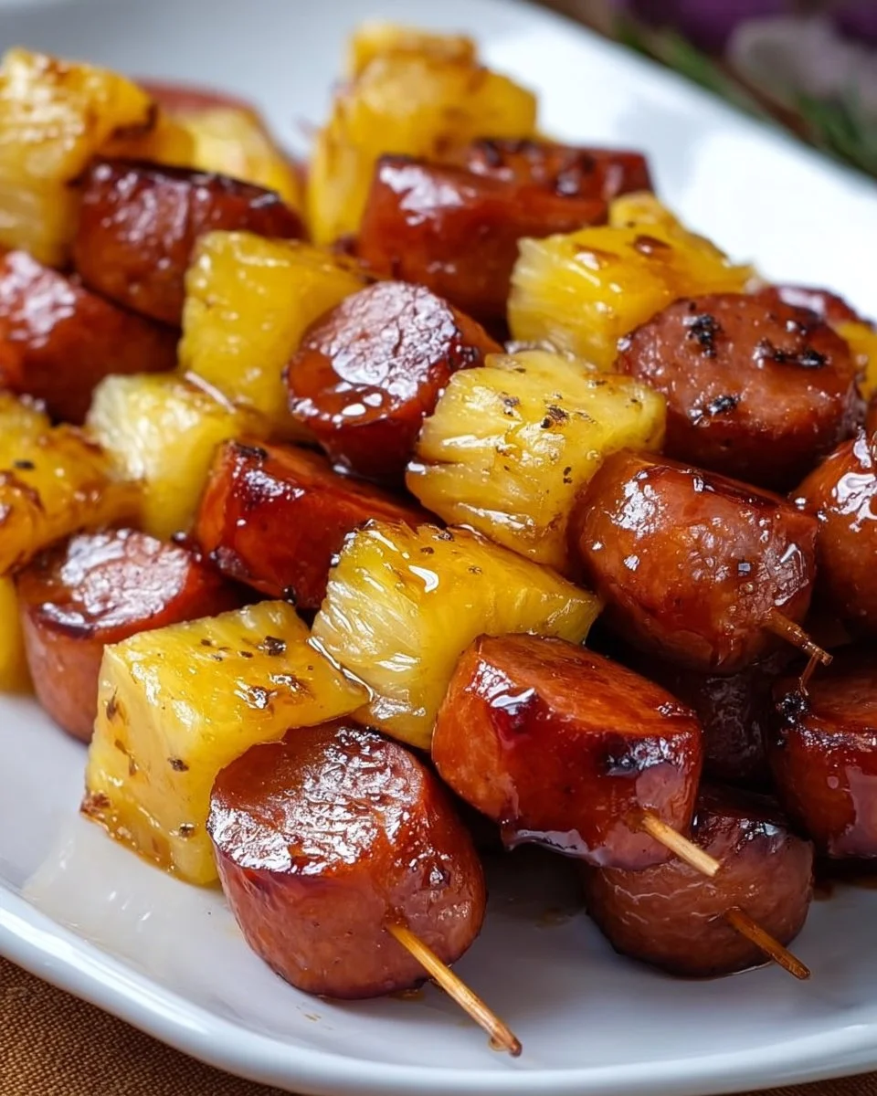 Pineapple Brown Sugar Smokies Skewers