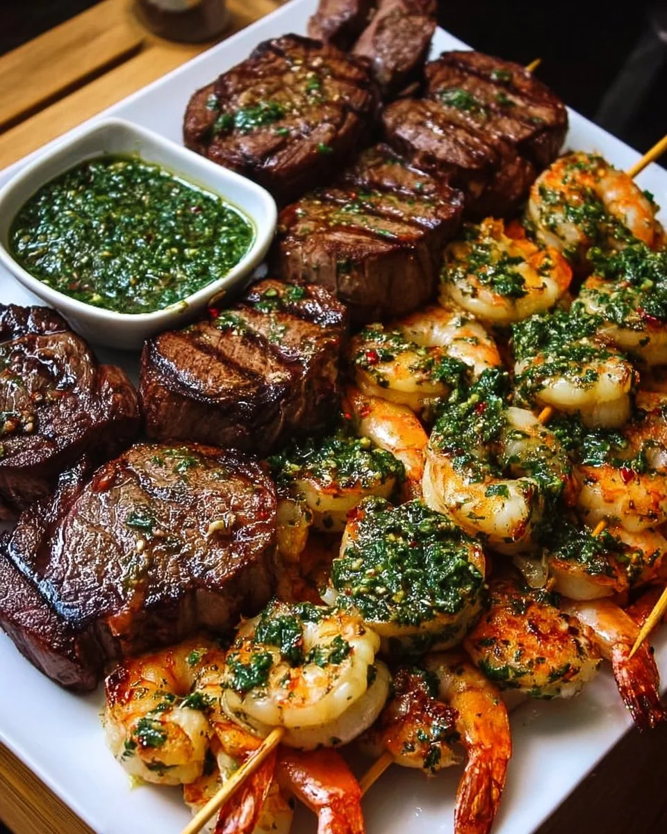 Steak and Shrimp with Chimichurri