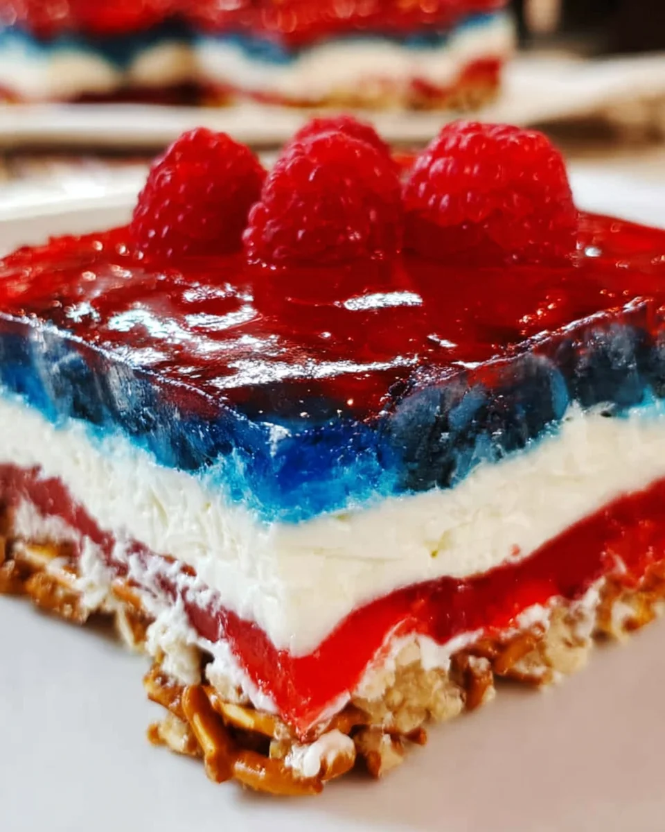 Red White and Blue Pretzel Salad