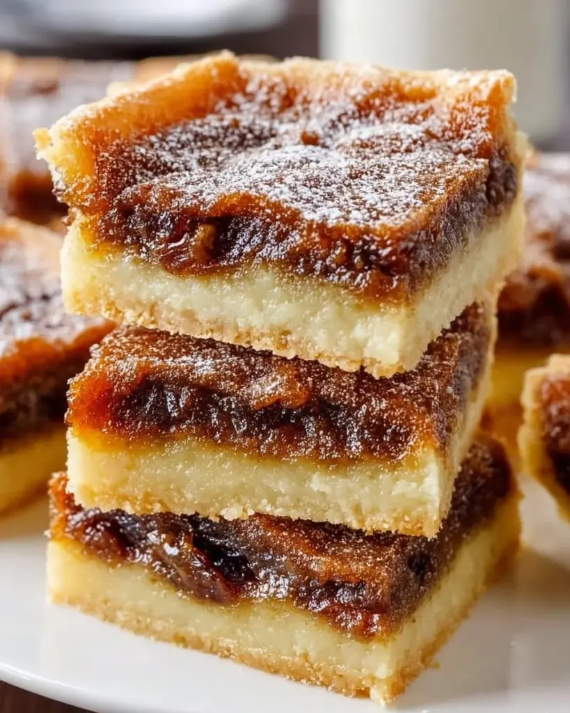 Delicious butter tart squares topped with a golden caramel filling and flaky crust.