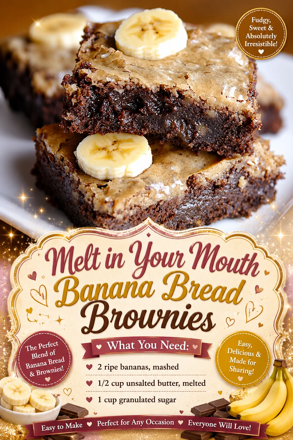 Melt in Your Mouth Banana Bread Brownies for a Sweet Treat!