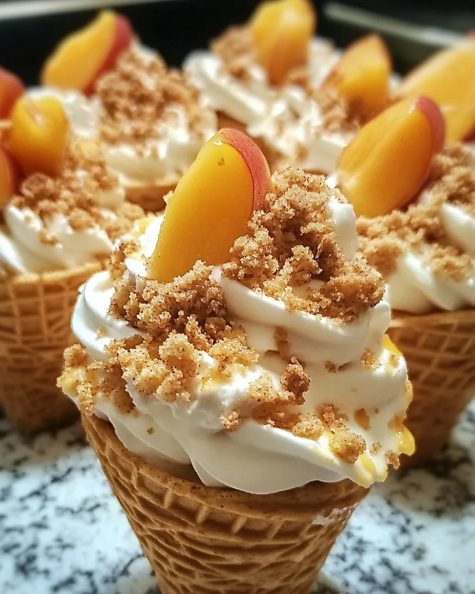 Peach Cobbler Cheesecake Cones