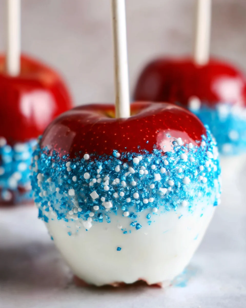 Patriotic 4th of July Red White & Blue Candied Apples