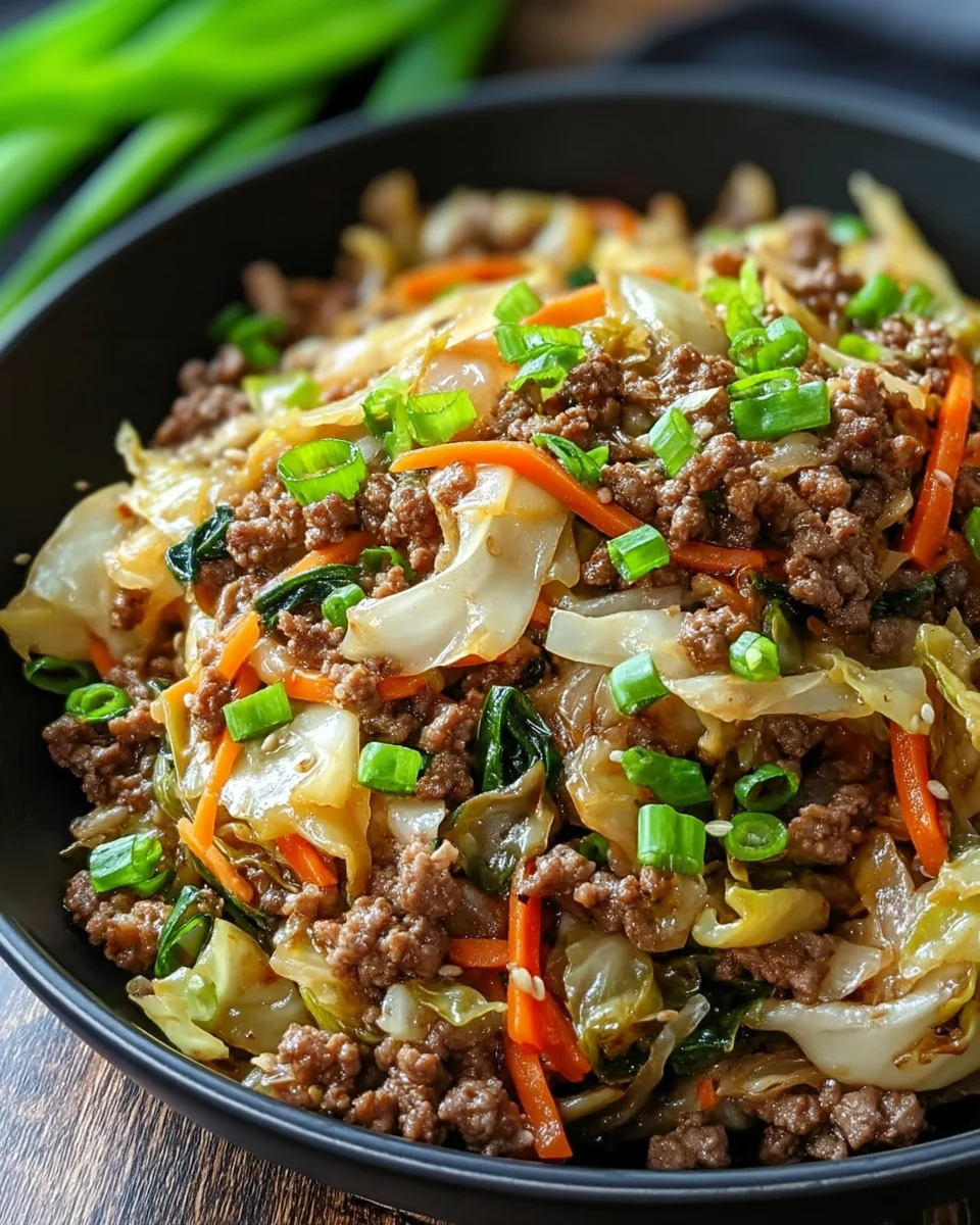 Savory Chinese Ground Beef and Cabbage Stir Fry