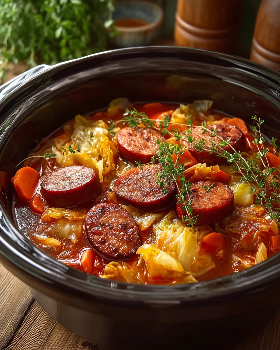 Slow Cooker Cabbage and Sausage