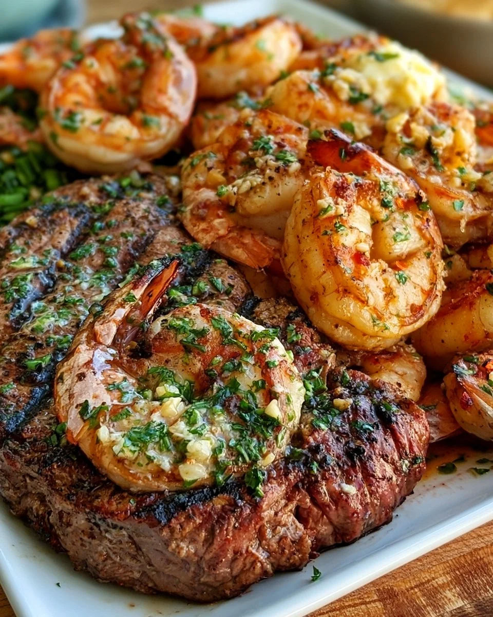 Father’s Day Grilled Surf and Turf with Garlic Butter Shrimp