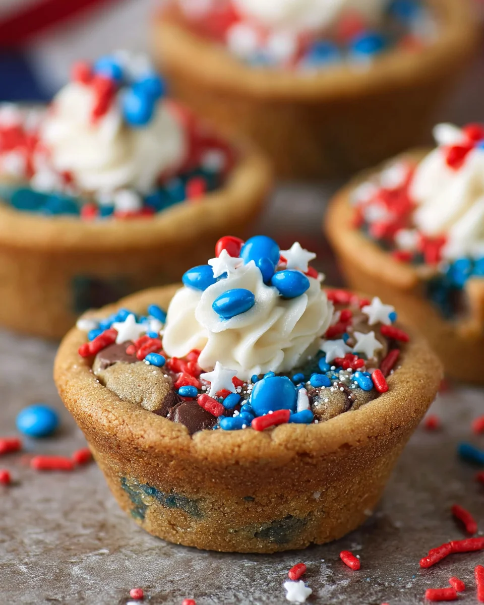 Patriotic Chocolate Chip Cookie Cups