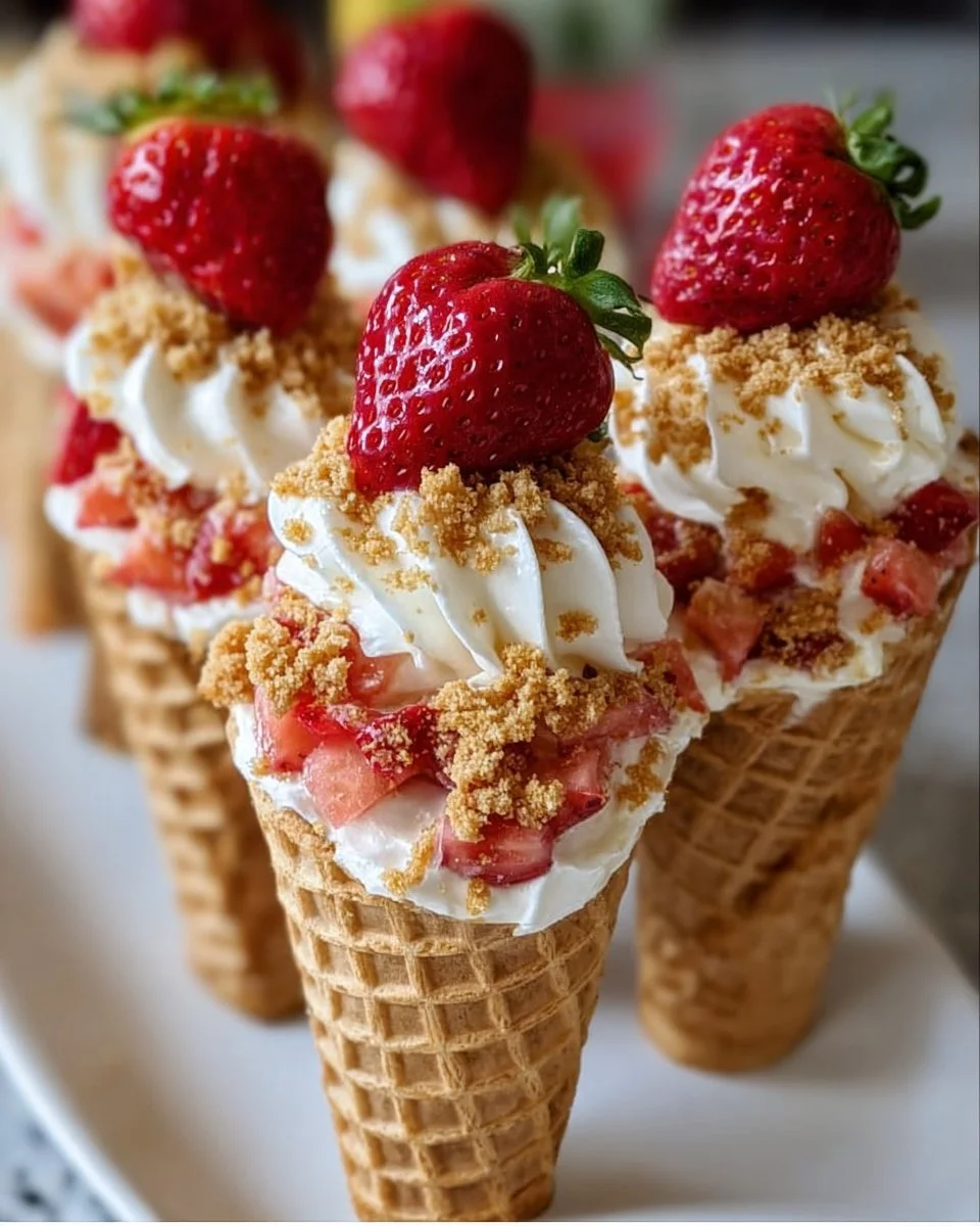 Strawberry Crunch Cheesecake Cones