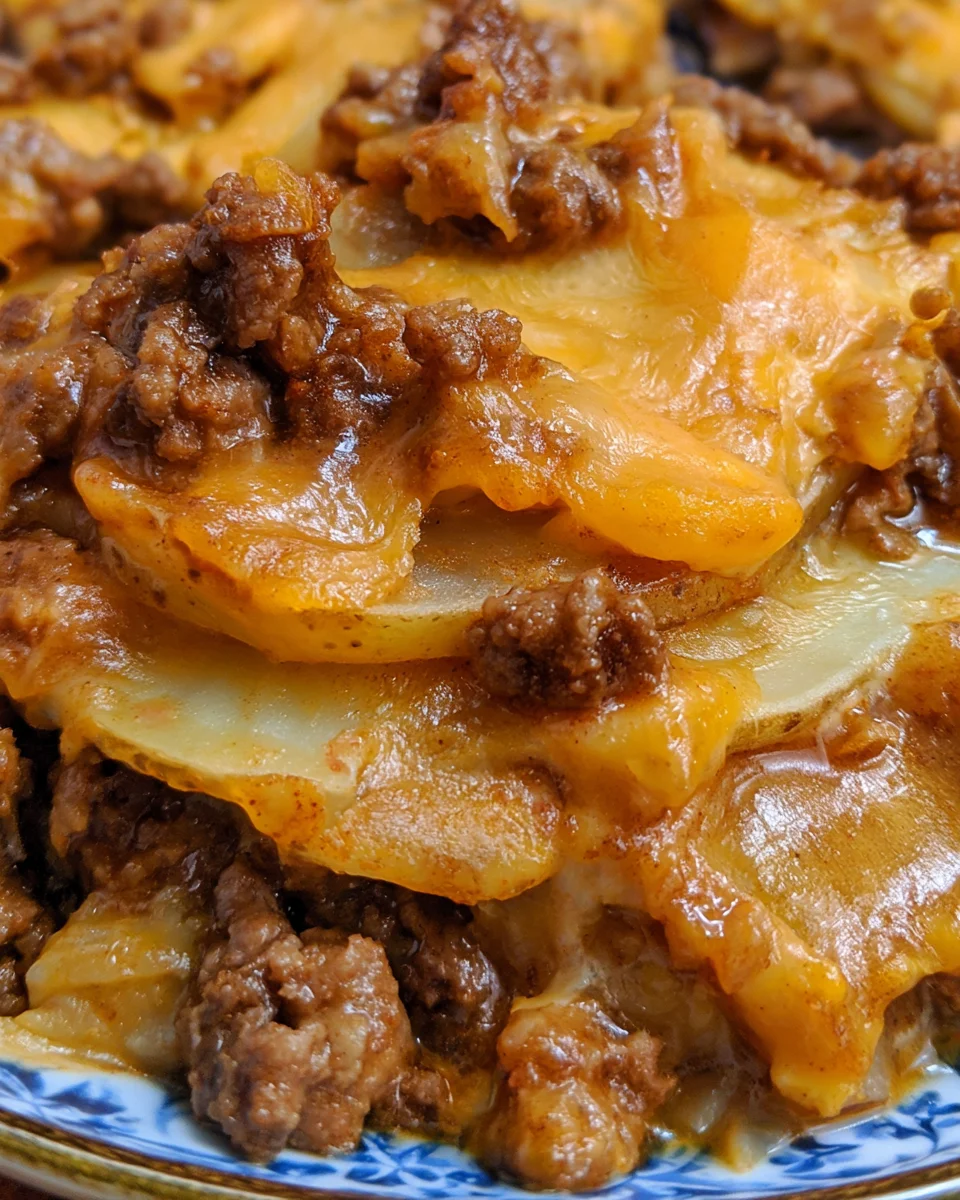 Beefy Potato Crock Pot Taco Casserole