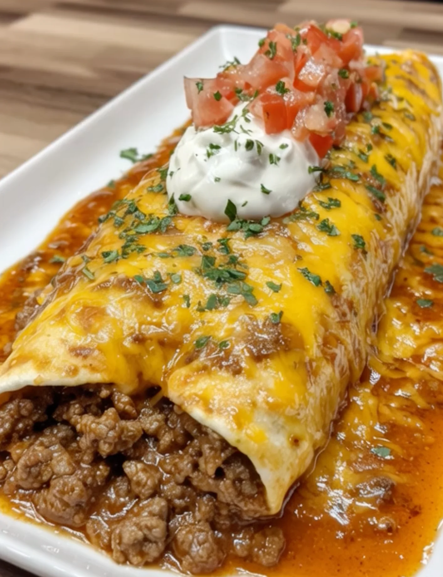 Cheesy Beef Enchiladas Queso Bake