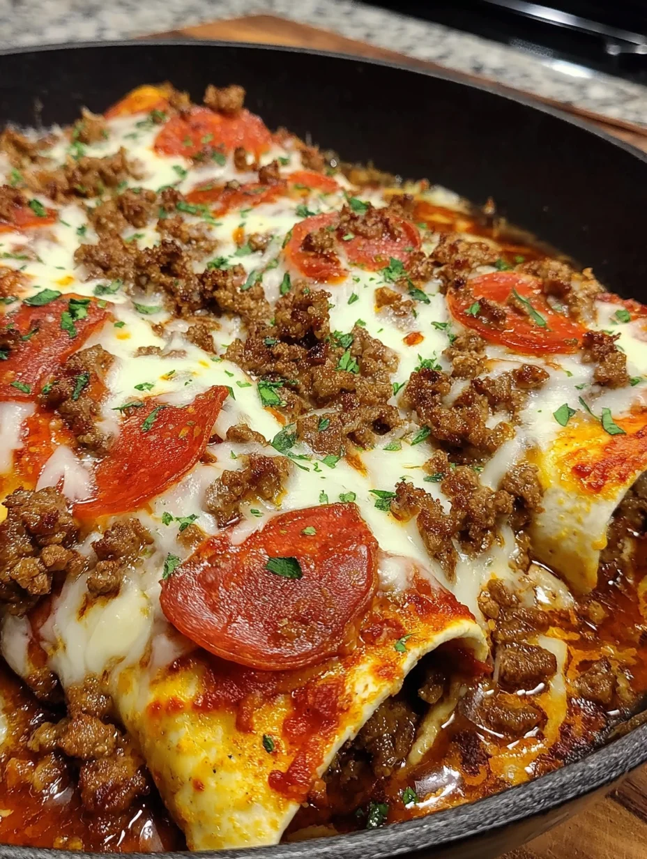 Ground Beef Pizza Enchiladas