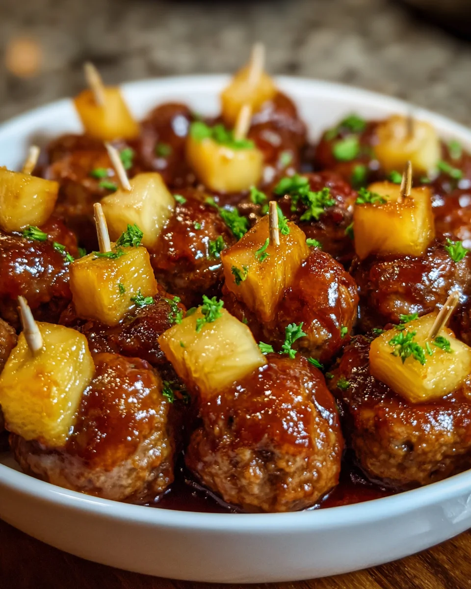 Pineapple Brown Sugar Meatball Bites