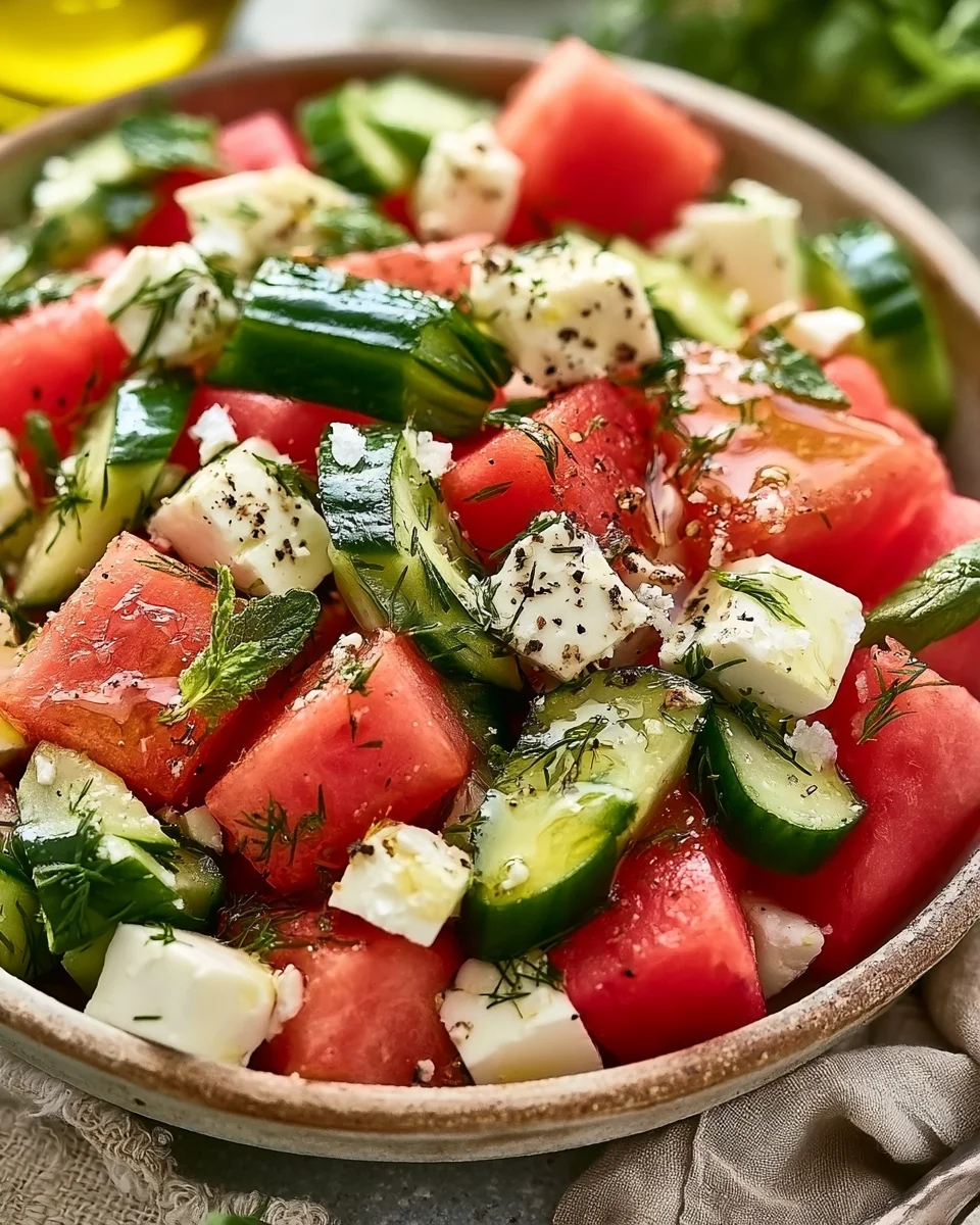 Watermelon Cucumber Feta Salad