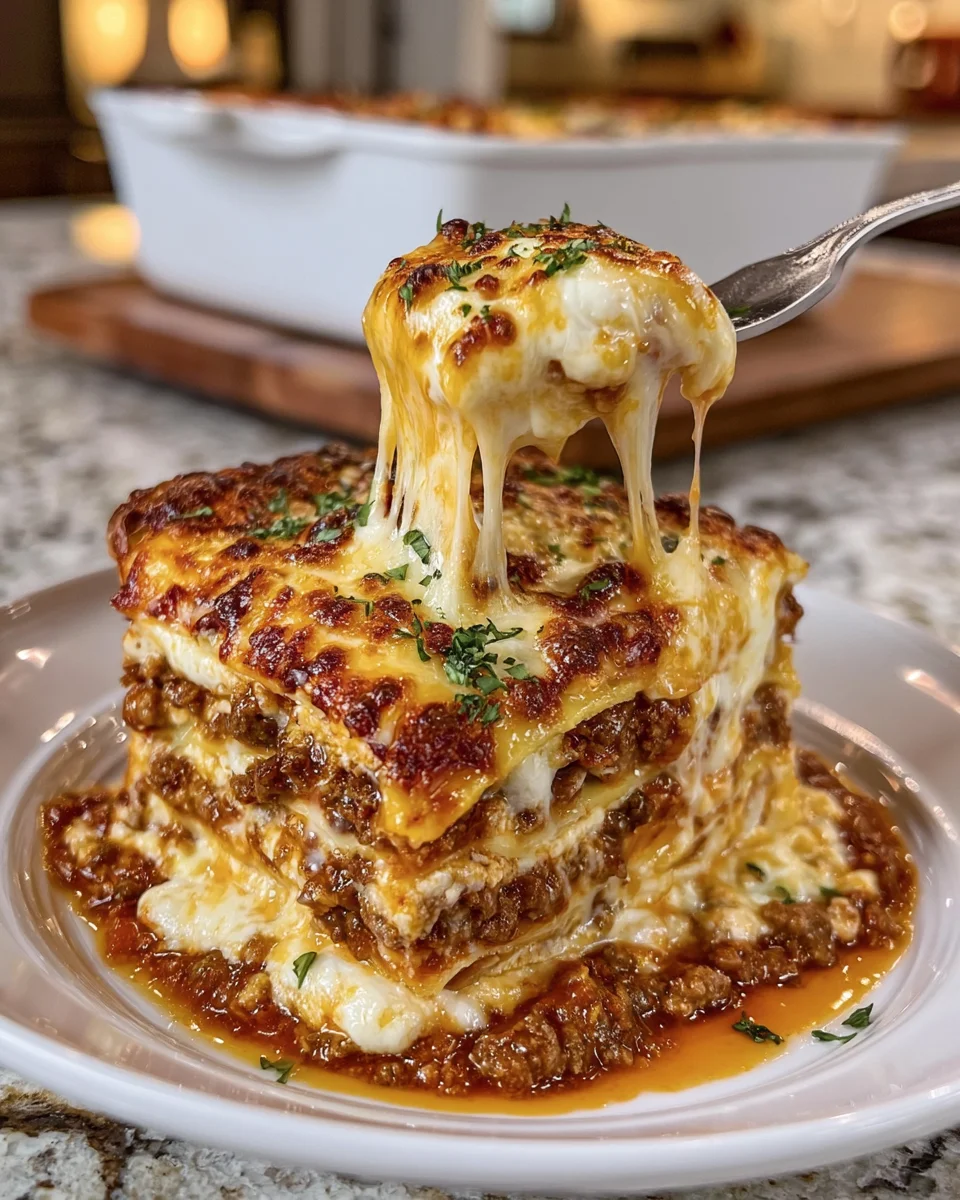 Cheesy Beef Lasagna Bake
