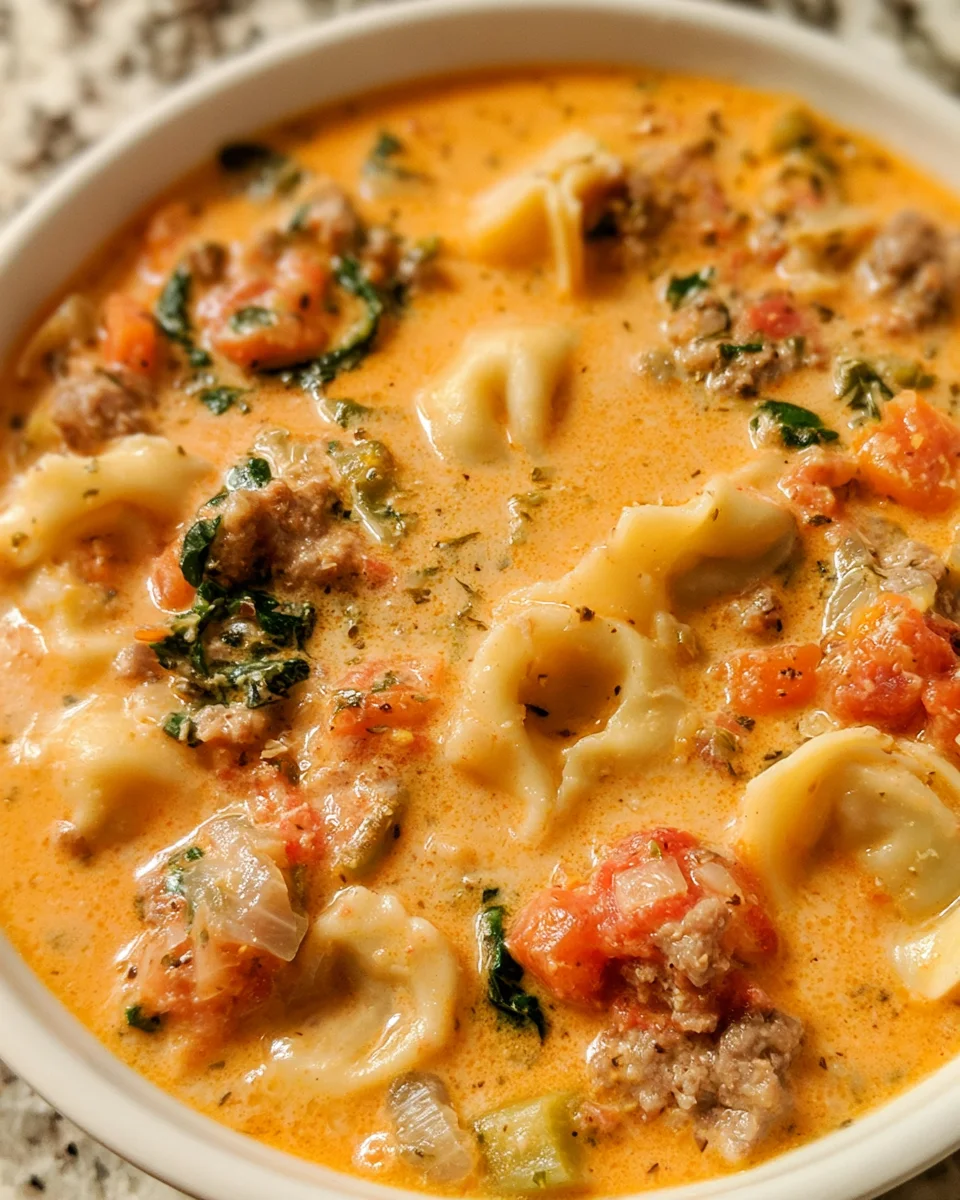 Crockpot Sausage Tortellini Soup