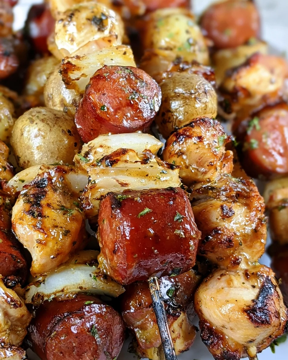 Smoked Sausage Chicken and Potato Kabobs