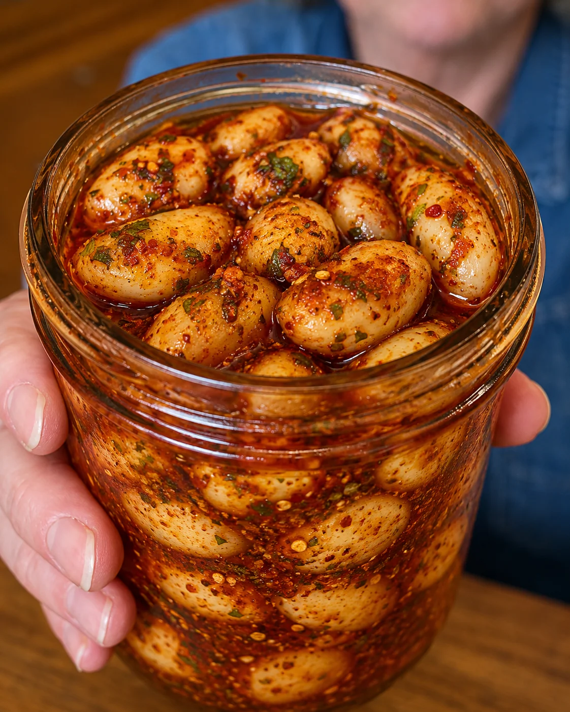 Homemade Spicy Pickled Garlic