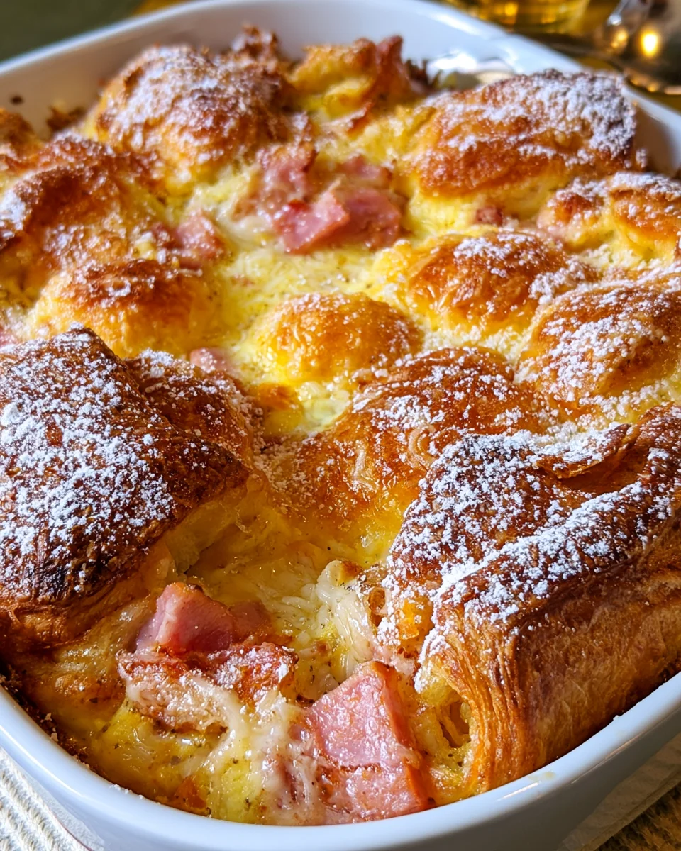Ham and Cheese Croissant Breakfast Casserole Delights!