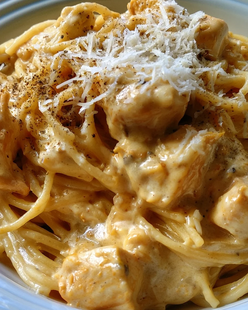 Crock Pot Cheesy Chicken Spaghetti