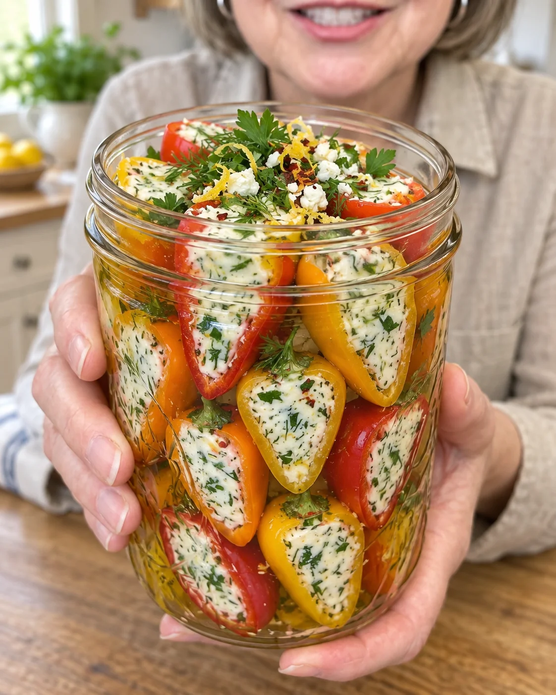 Herbed Feta Stuffed Sweet Pepper Bites