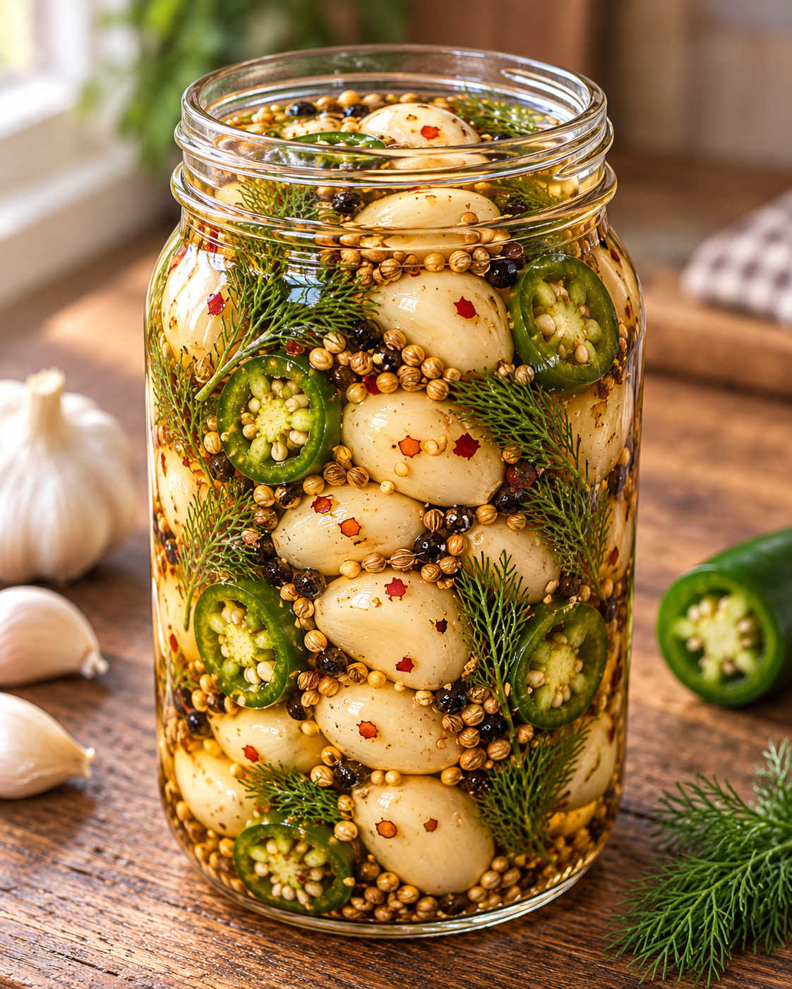 Spicy Dill Pickled Garlic