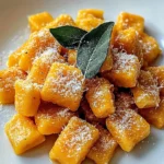Homemade butternut squash gnocchi in browned sage butter with Parmesan