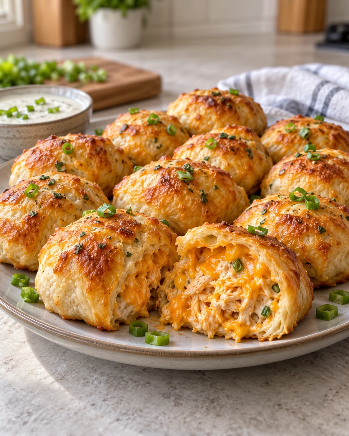 Cheesy Buffalo Ranch Chicken Bombs