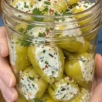 Cream Cheese Garlic Stuffed Pepperoncini with Parmesan, parsley, and red pepper flakes