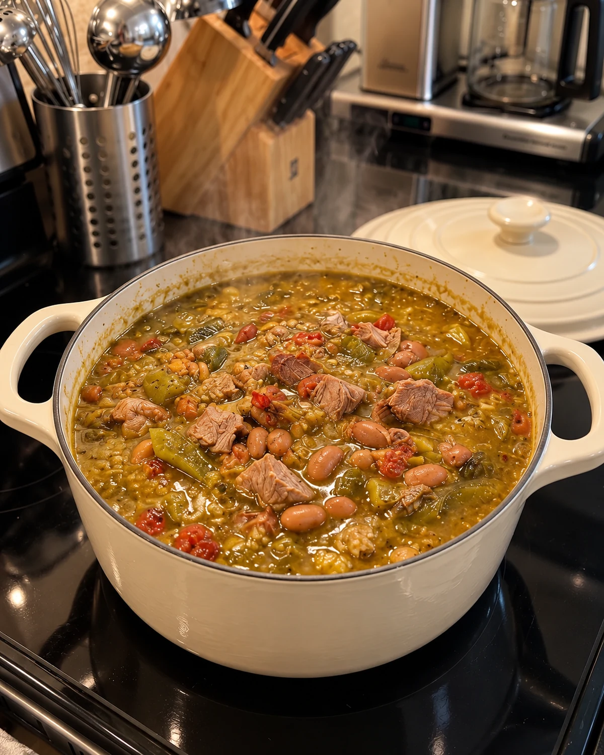 Hatch Green Chile Pork & Pinto Bean Tamale Stew