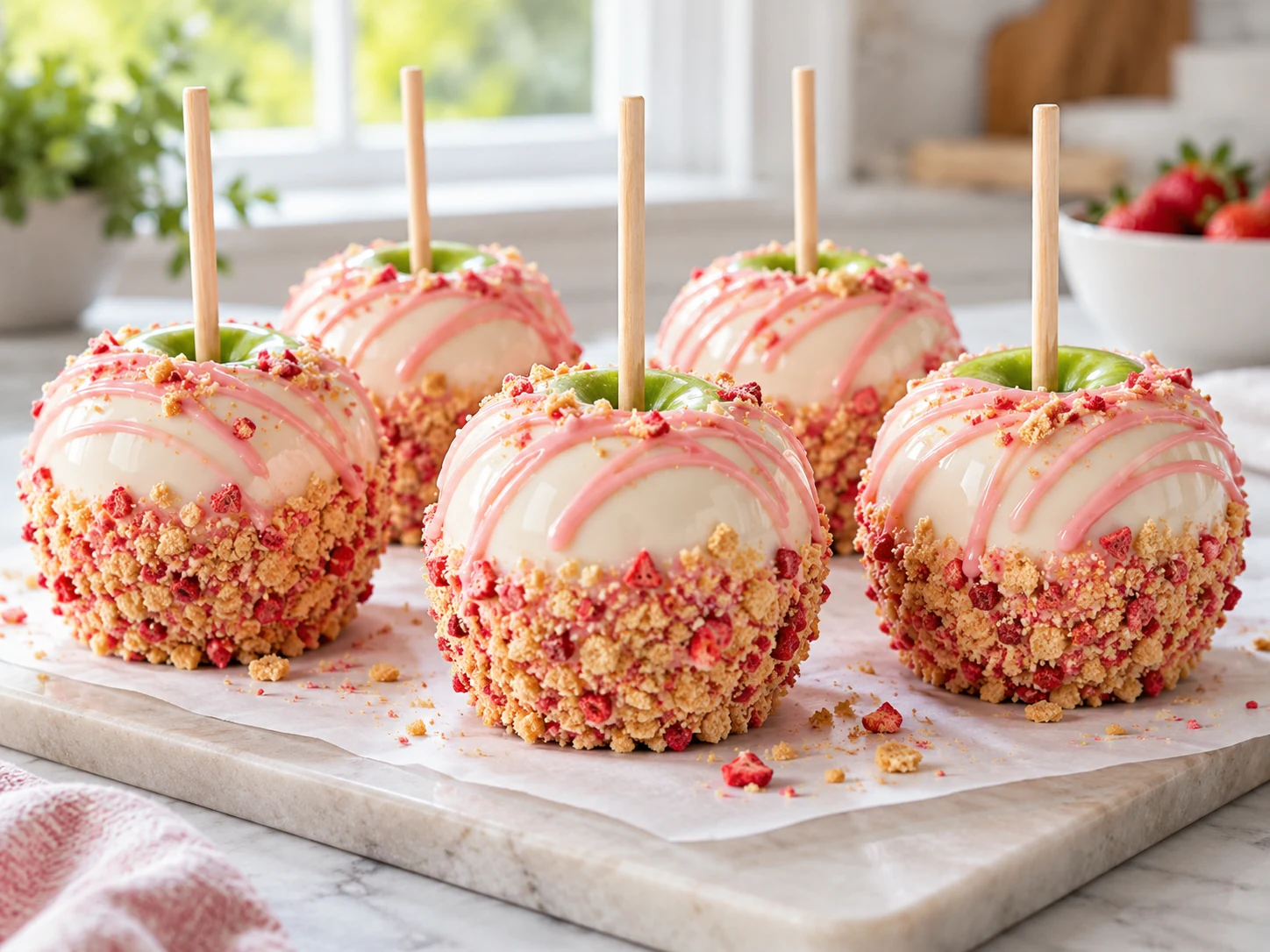 Strawberry Shortcake Candy Apples